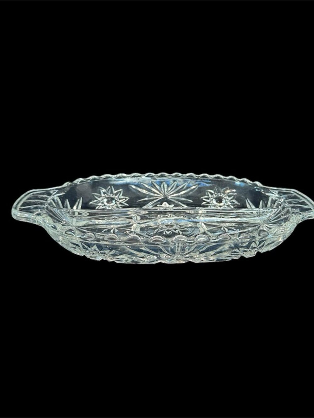 Vintage Anchor Hocking Prescut Star of David 2-Part Divided Glass Relish Dish